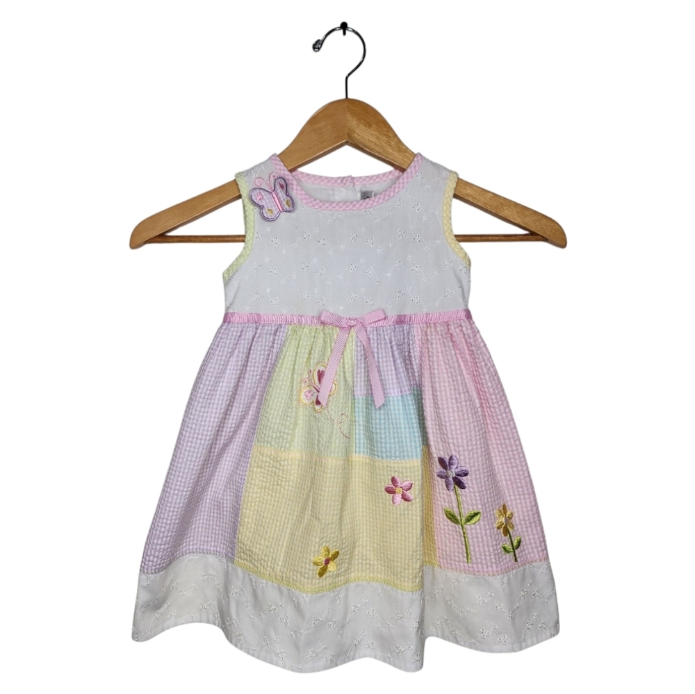 Youngland Pastel Butterfly Flower Embroidery Toddler Sleeveless Dress Size 3T